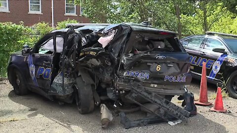 Akron officer injured by speeding car grateful to be alive