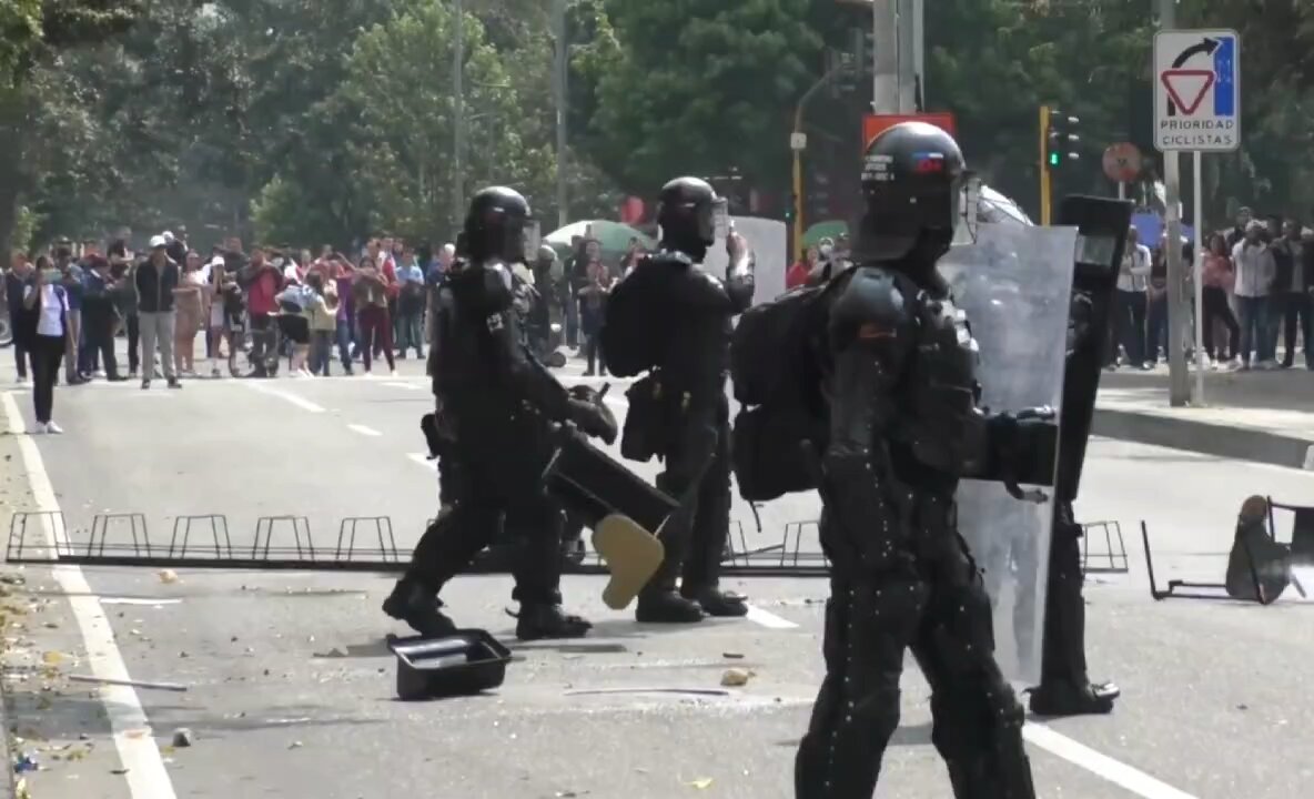 Protesters Clash With Cops In Colombia