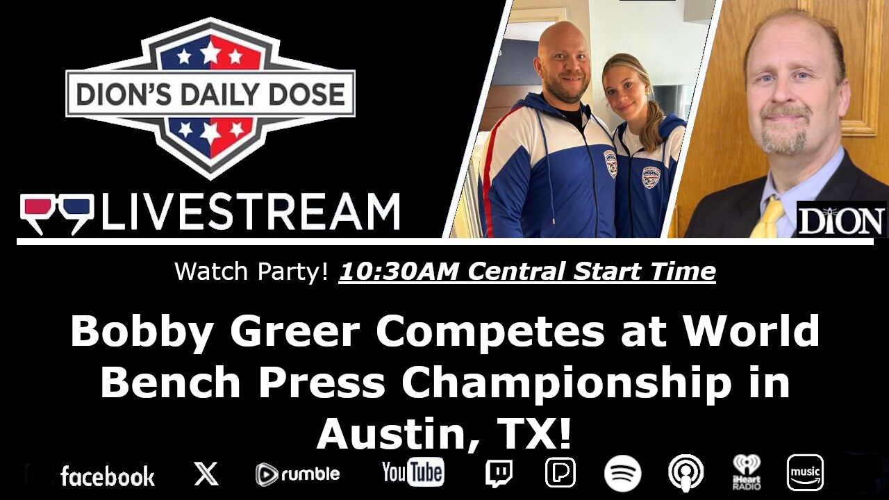 Watch Party: Bobby Greer Competes at World Bench Press Championship in Austin, TX