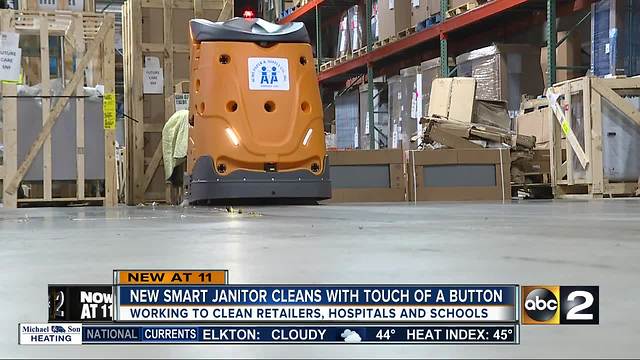 New smart janitor Swingobot by TASKI working to clean hospitals and schools