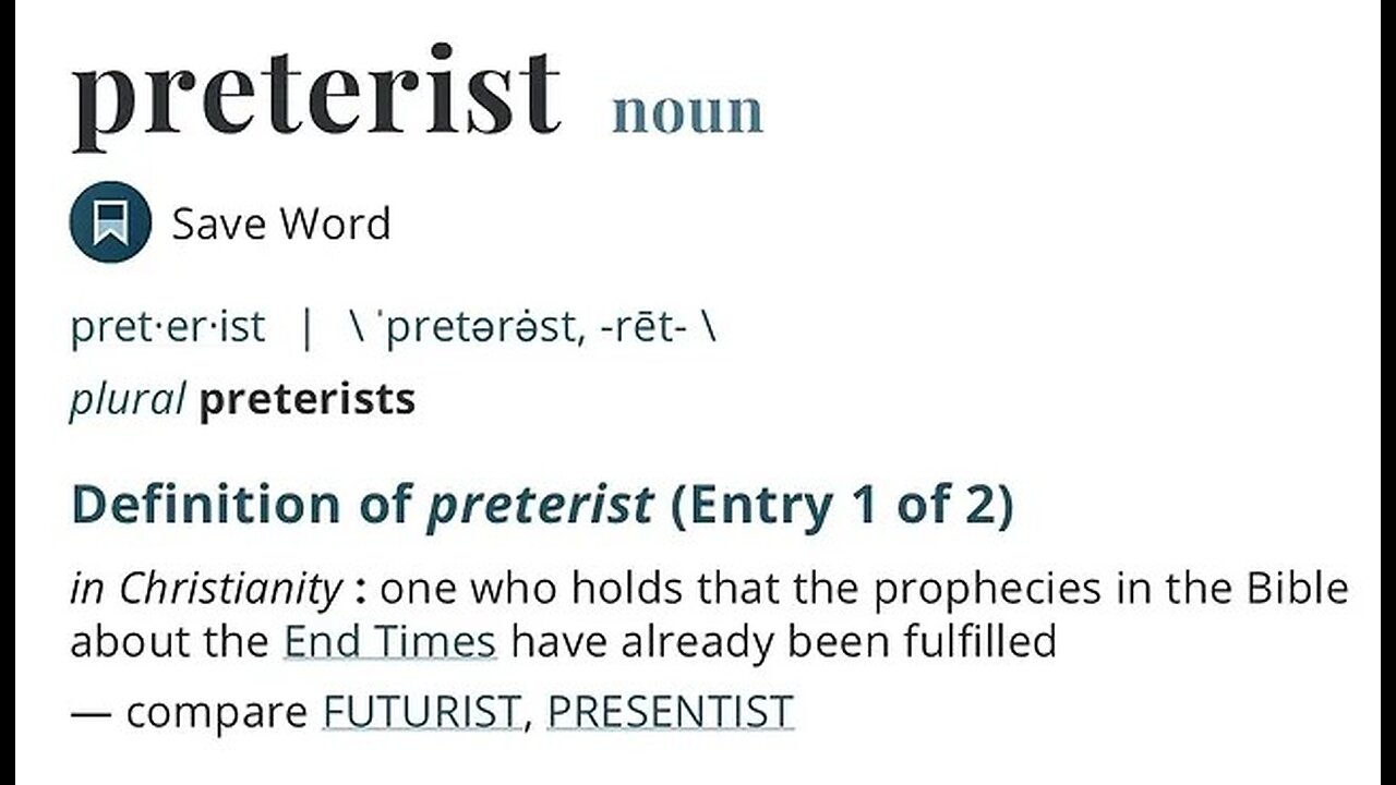 20191114 PRETERISM DEBATE: BEWARE OF THIS FALSE DOCTRINE (MINISTER DEREK HALLETT)
