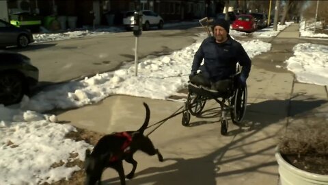 Wheelchair-using man clears snow and ice in Bay View to raise awareness about accessibility