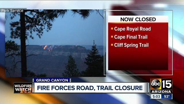 Fire forces Grand Canyon trails to close