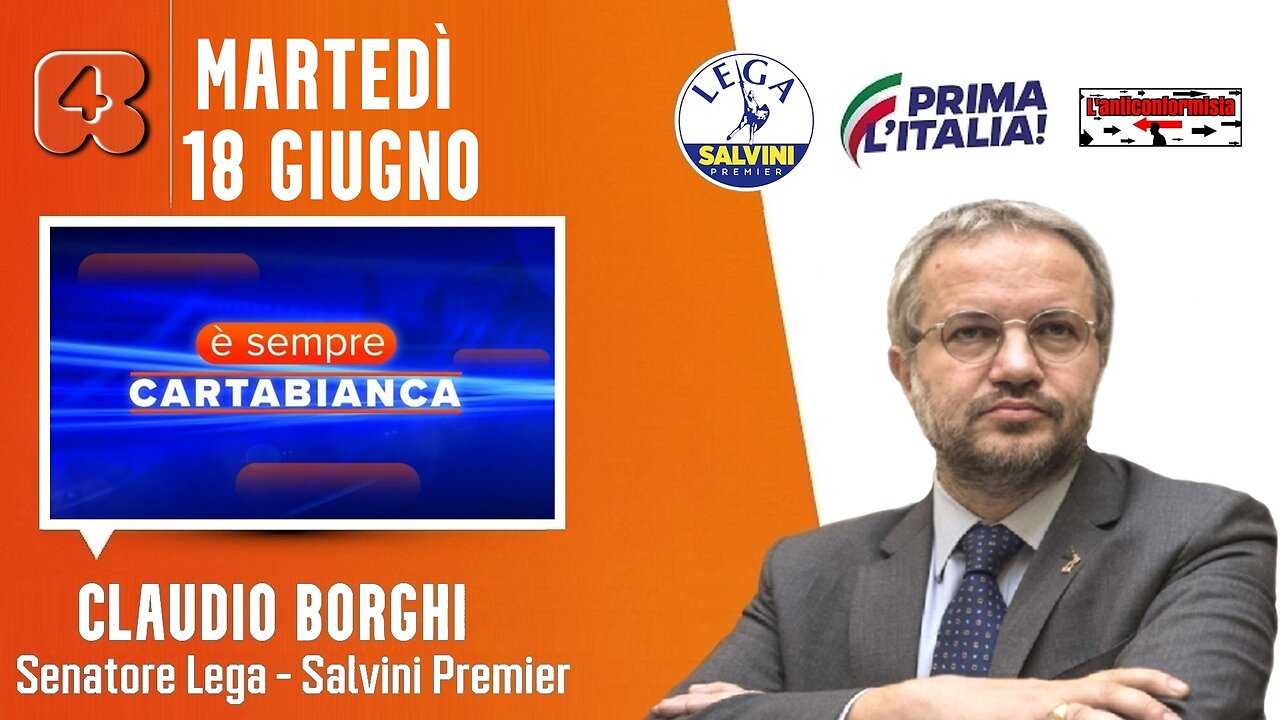 🔴 Sen. Claudio Borghi ospite a "È sempre cartabianca" su Rete4 (18/06/2024)