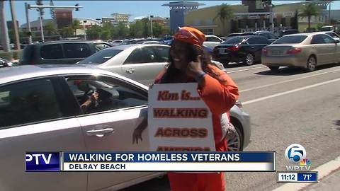 Woman walks across America for homeless veterans for 16 years