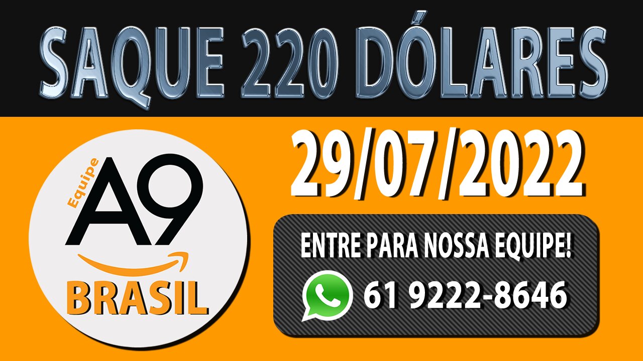 Retirada de 220 Dólares na A9 Saque A9 - 29-07-2022