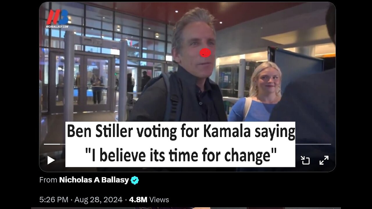 Ben Stiller voting for Kamala "I believe its time for change"