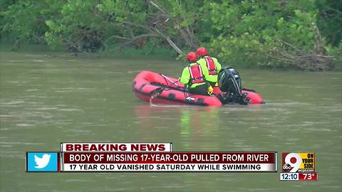 Missing teen's body recovered from Little Miami River