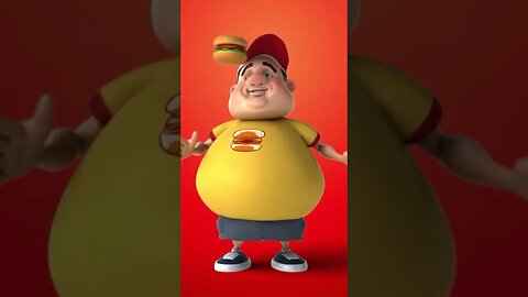 big tummy eating humburgee