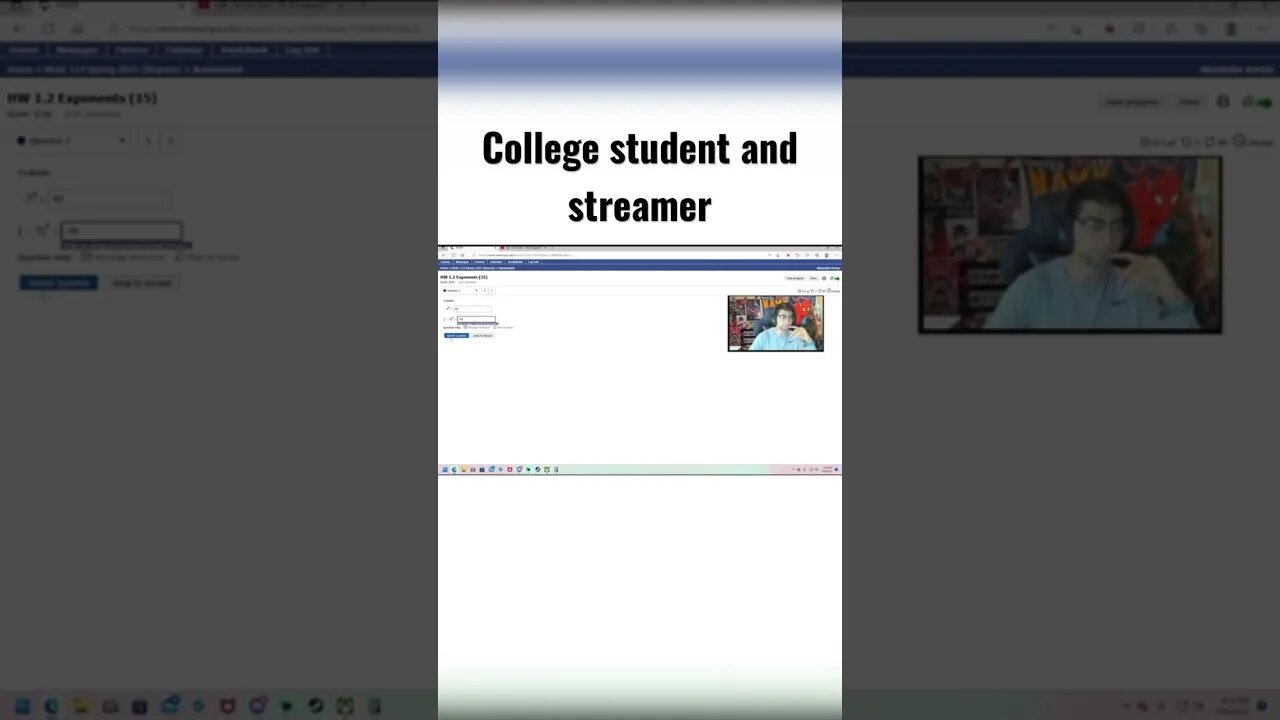 Streamer Does College Homework Live?? #shorts #youtubeshorts #college #streamer #viral