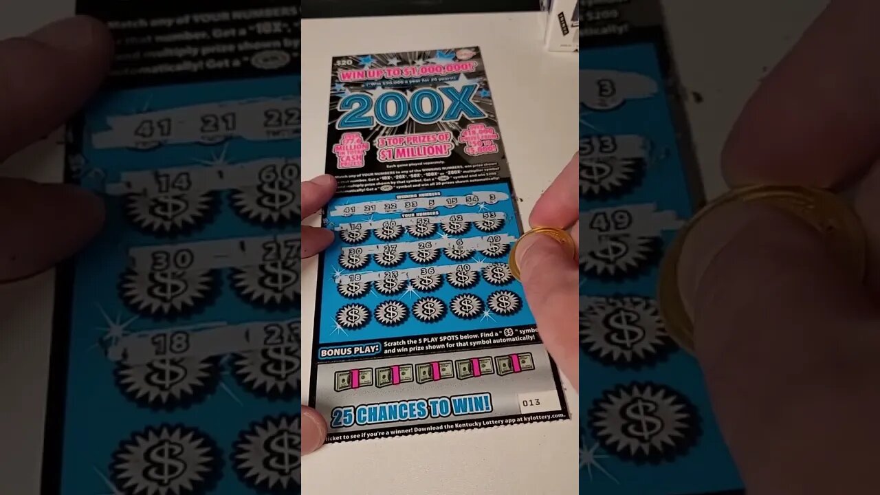 GOOD Winning Scratch Off Lottery Ticket 200X Kentucky Lottery!