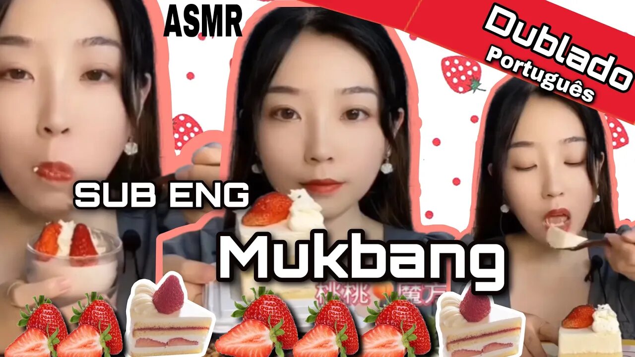 🍰🍑🍓👄MUKBANG ASMR #eatingsounds #asmreating #asmrsounds #mukbang #mukbangbrasil #chinesefood