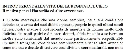 Introduzione alla vita della Santissima Madre di Dio e Regina dell'Universo