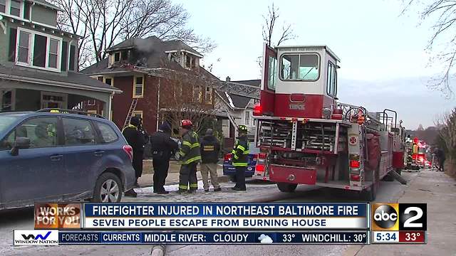 Firefighter injured in Northeast Baltimore fire