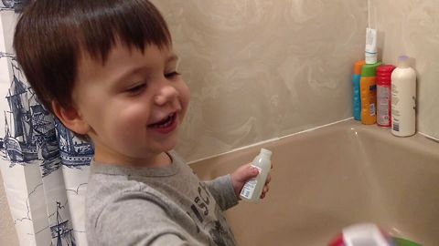 Cute Tot Loves Bathtime Bubbles