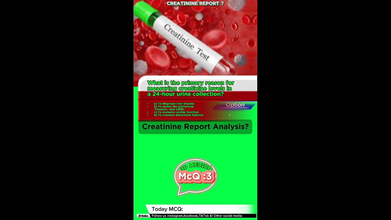 Creatinine report mcq : Creatinine level values #creatine #report #mcqs #LabResults #bloodtest #test