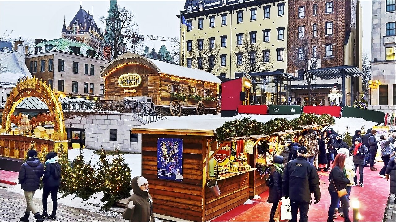 Old Quebec German City Christmas Market Night Walk