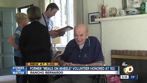 Former 'Meals on Wheels' volunteer honored at 102