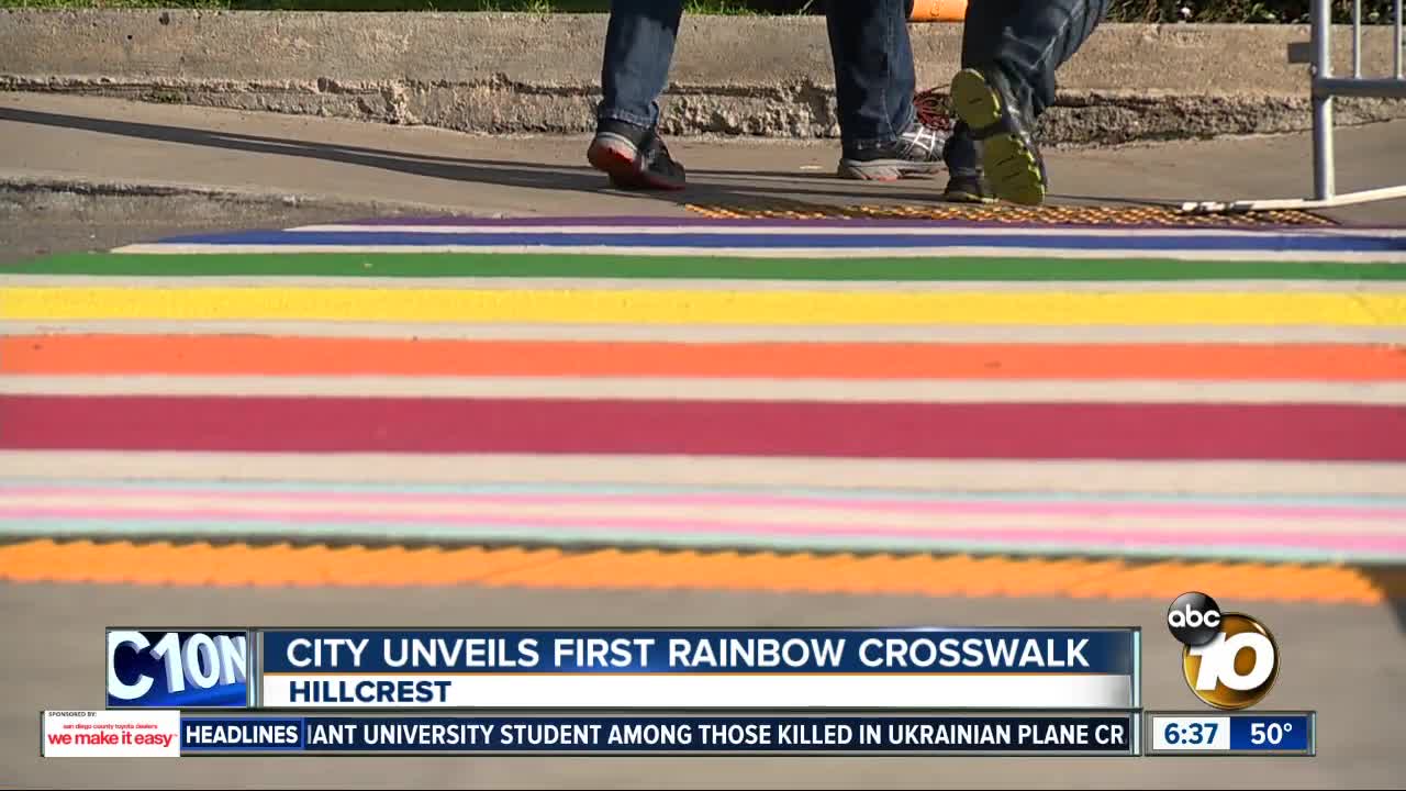 Rainbow crosswalk opens in San Diego