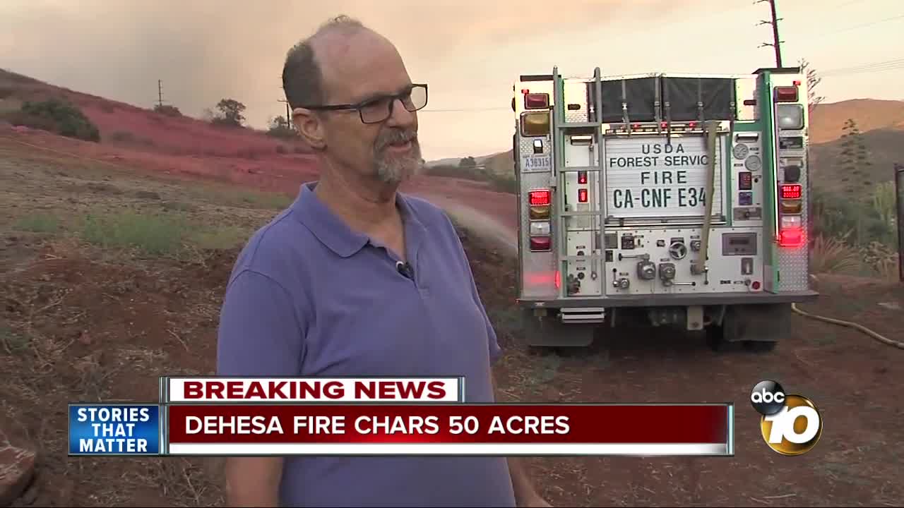 Cal Fire battles 50 acre vegetation fire in Dehesa