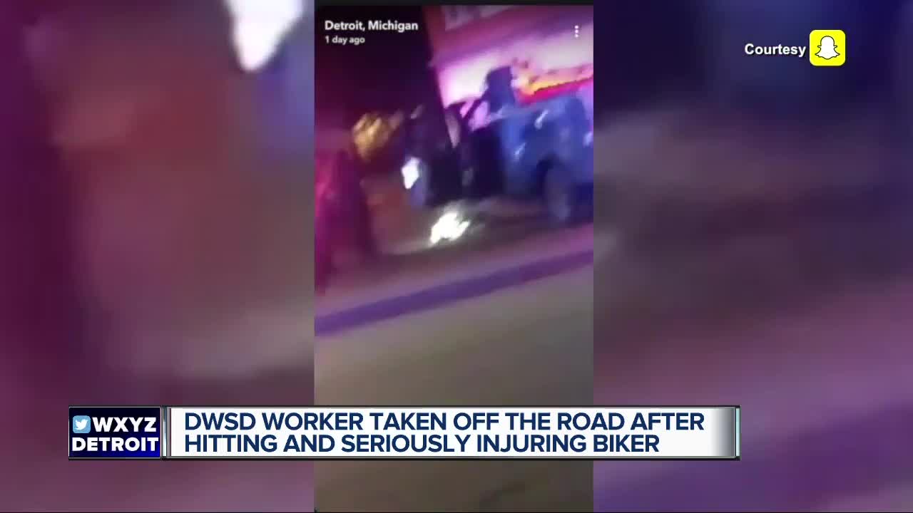 Detroit Water and Sewerage Department worker taken off the road after hitting and seriously injuring biker