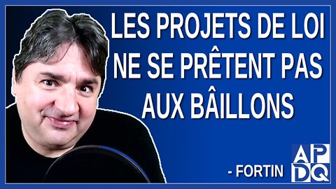 Les projets de loi ne se prêtent pas aux bâillons. Dit Fortin