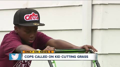 Viral video: Police called on 12-year-old mowing