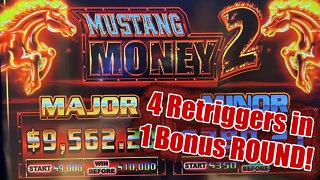 Mustang Money 2 - 4 Retriggers in BONUS Round! Hand Pay! Potawatomi Hotel & Casino!