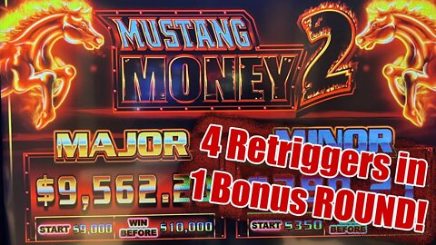 Mustang Money 2 - 4 Retriggers in BONUS Round! Hand Pay! Potawatomi Hotel & Casino!