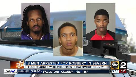 Three men arrested for robbery in Severn