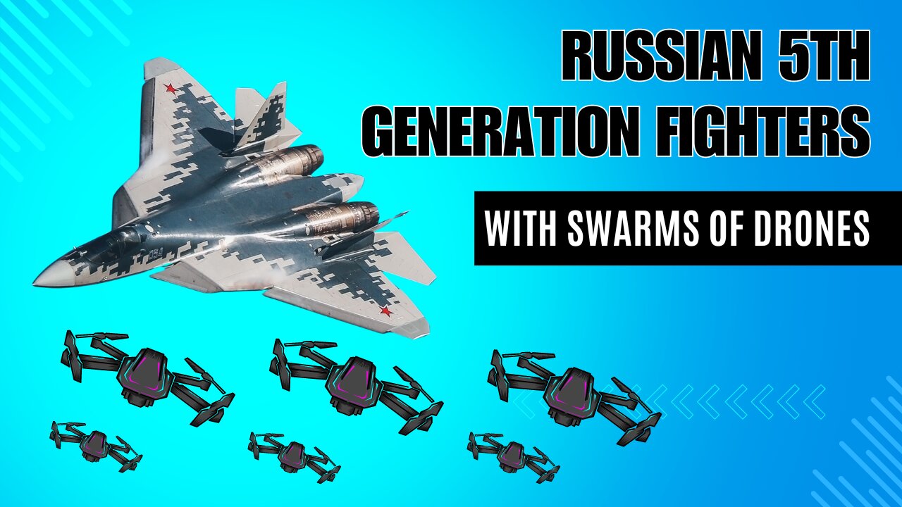 Russian 5th generation fighters SU-57 with swarms of drones