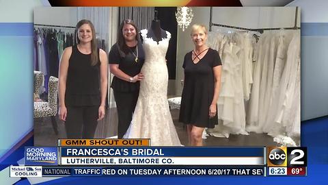 Francesca's Bridal says Good Morning Maryland!