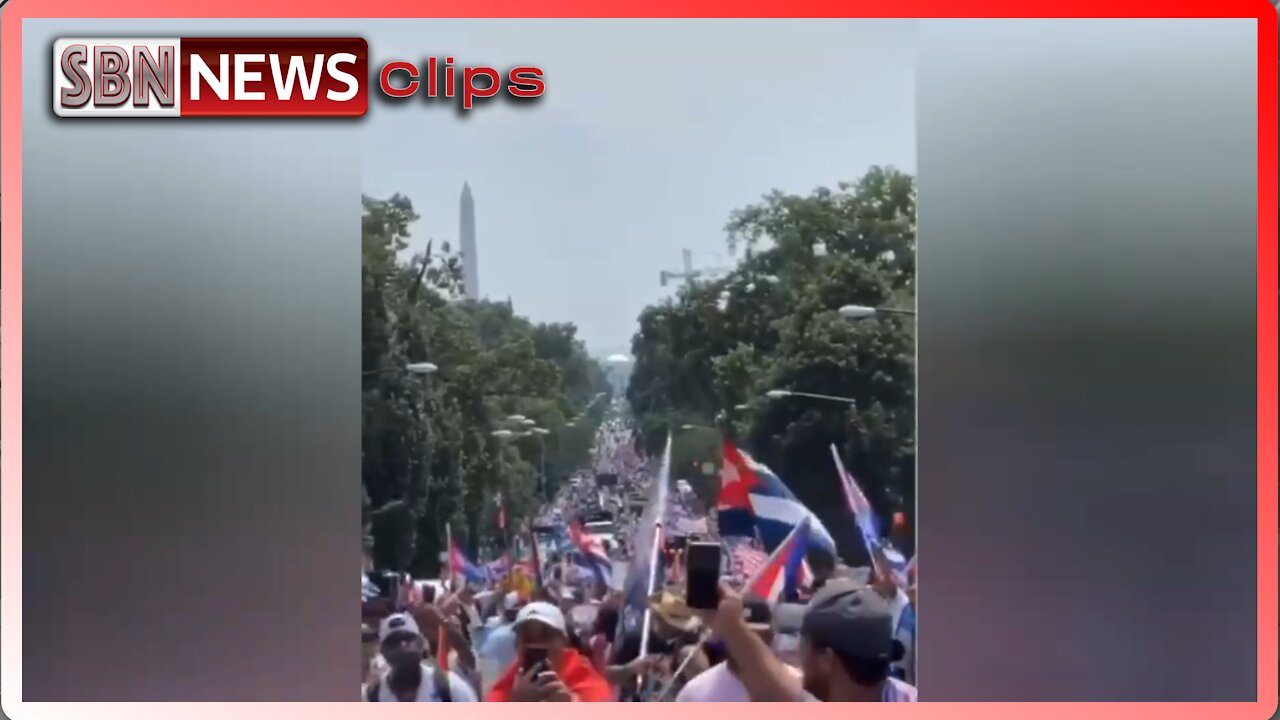 Crowd Peacefully Marching Towards White House to Demand Biden to Take Action on Cuba. - 2696