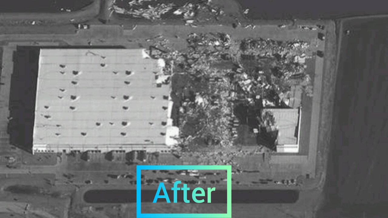 Satellite photos show Amazon warehouse in Illinois before and after a tornado collapsed