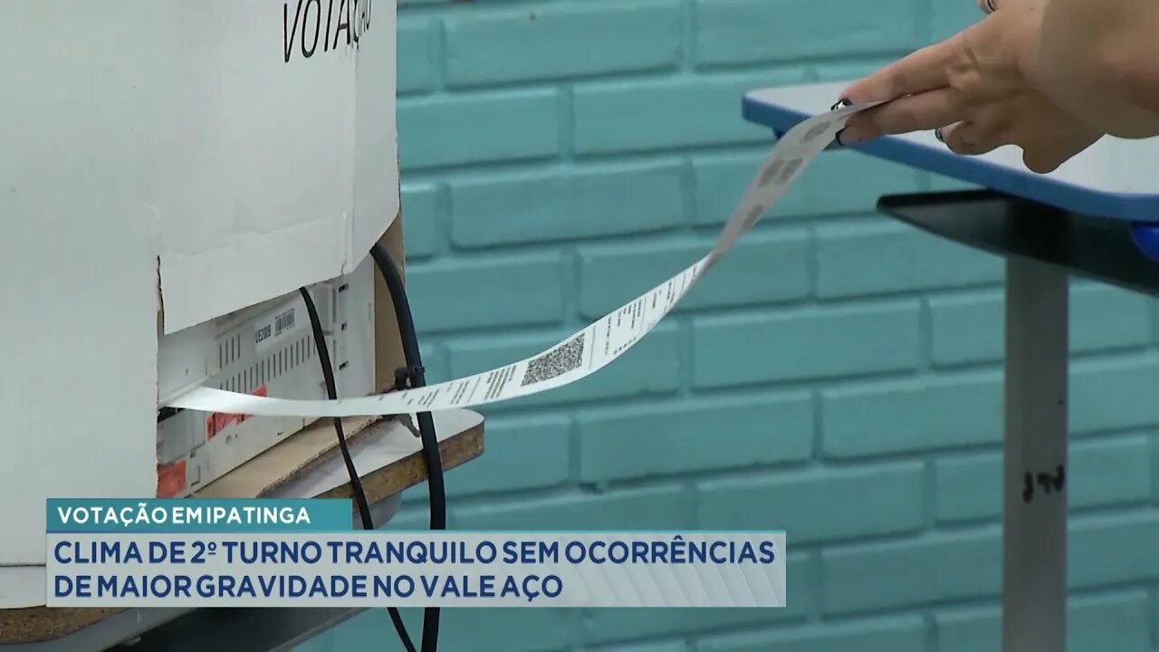 Votação em Ipatinga: Clima de 2º Turno tranquilo sem ocorrências de maior gravidade no Vale do Aço.