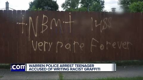 Teen admits to spray-painting racist graffiti in Warren neighborhood