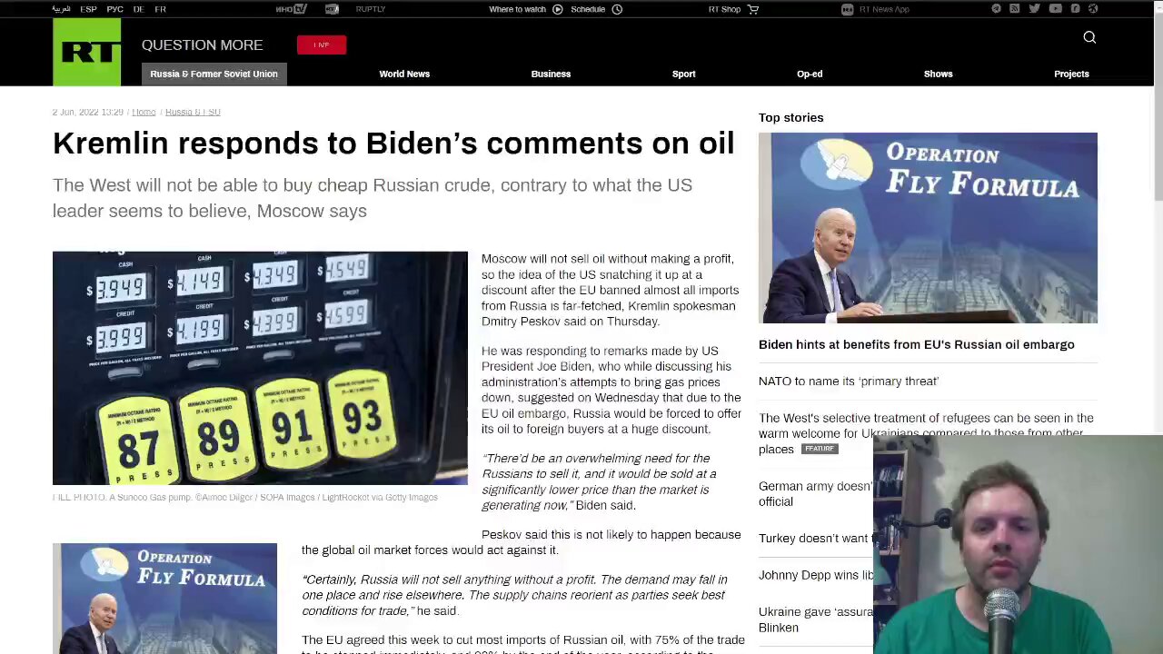 Kremlin responds to Biden’s comments on oil: the US is not guaranteed to get oil at a discount