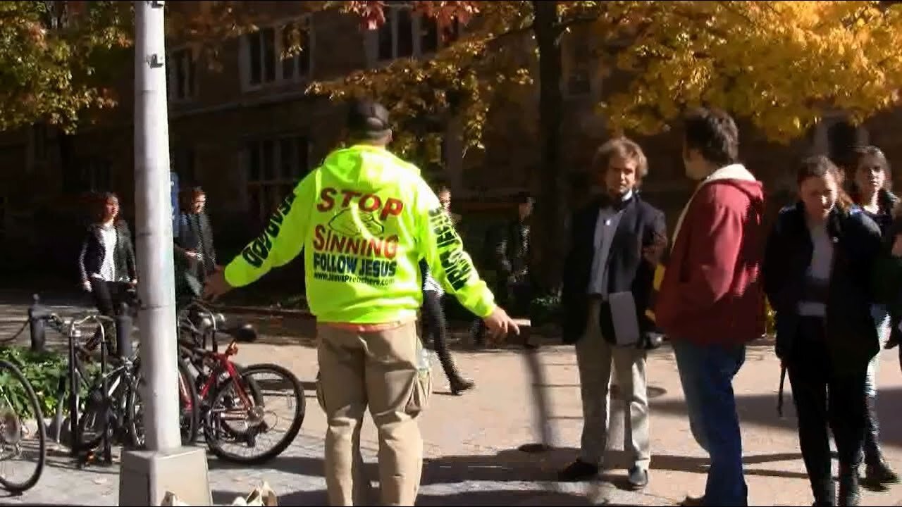 Street Preaching at YALE University - Ivy League | Open Air Preacher Kerrigan Skelly