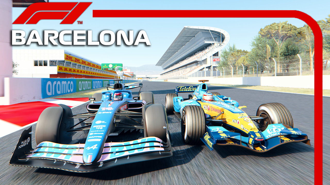 F1 2022 (A522) vs F1 2005 (R25) - Fernando Alonso Cars | Barcelona Circuit | Assetto Corsa Reshade