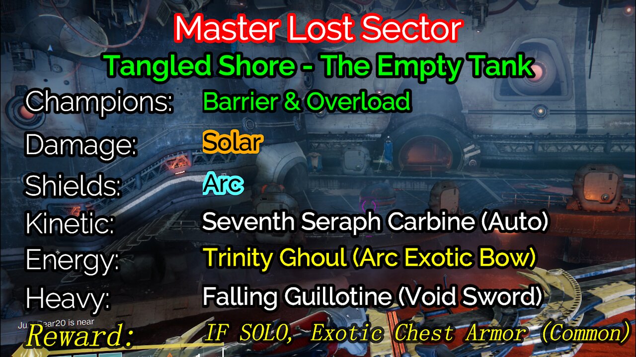 Destiny 2 Master Lost Sector: The Empty Tank on the Tangled Shore 11-24-21