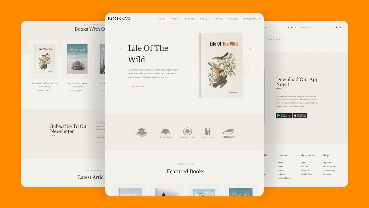 Responsive Book Shop Website Design | HTML, CSS & JS | Free Source Code