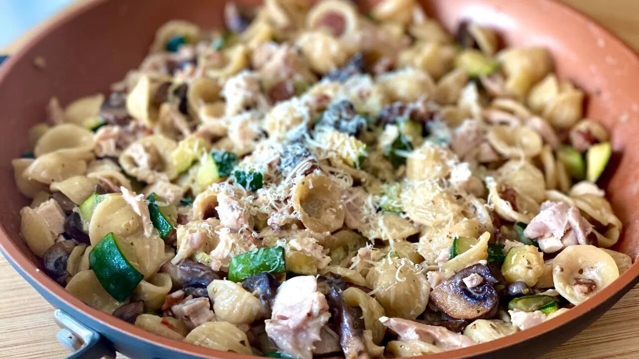 Low Calorie High Protein Pasta Chicken Mushroom Zucchini Orecchiette