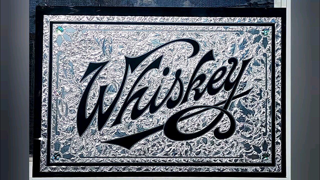 Glue chip glass whiskey sign