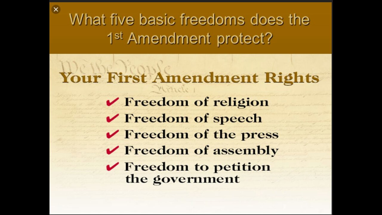 Your 1st Amendments rights: Freedom of Speech and much more.