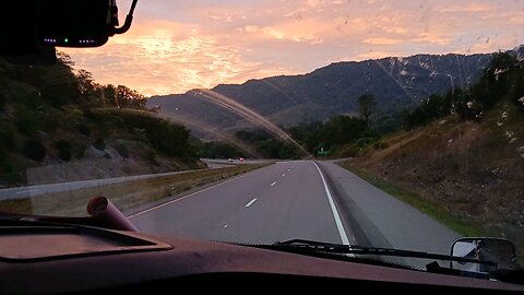 west Virginia sunrise in the freightliner