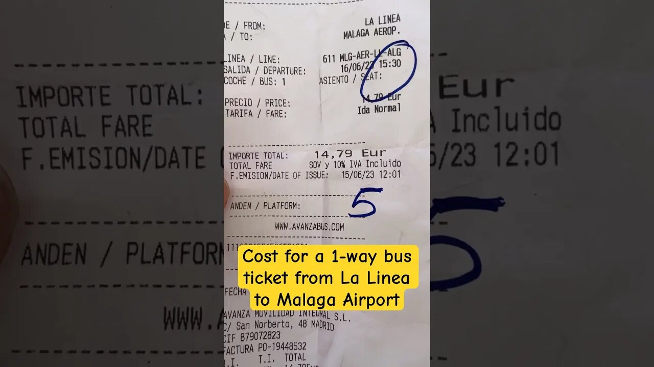 How much is a bus ticket from La Linea to Malaga