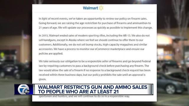 Walmart to raise minimum age to purchase a firearm