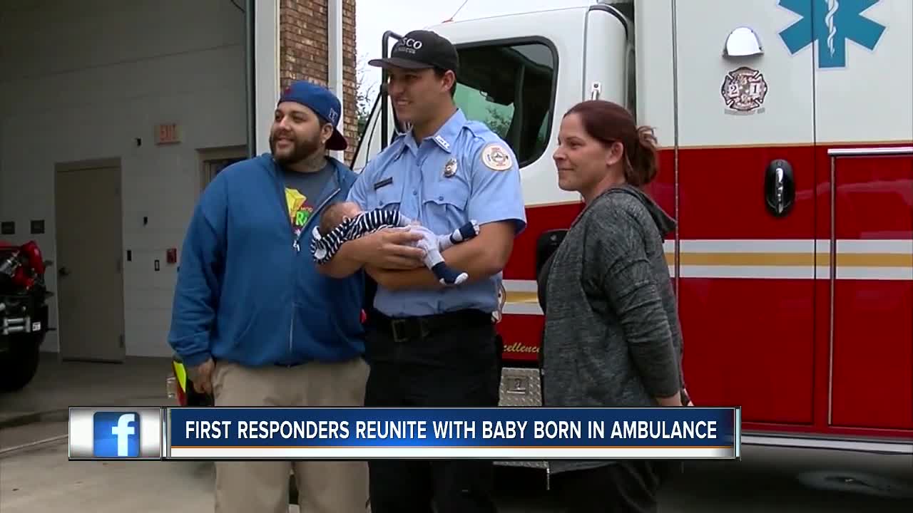 First responders reunite with baby born in ambulance