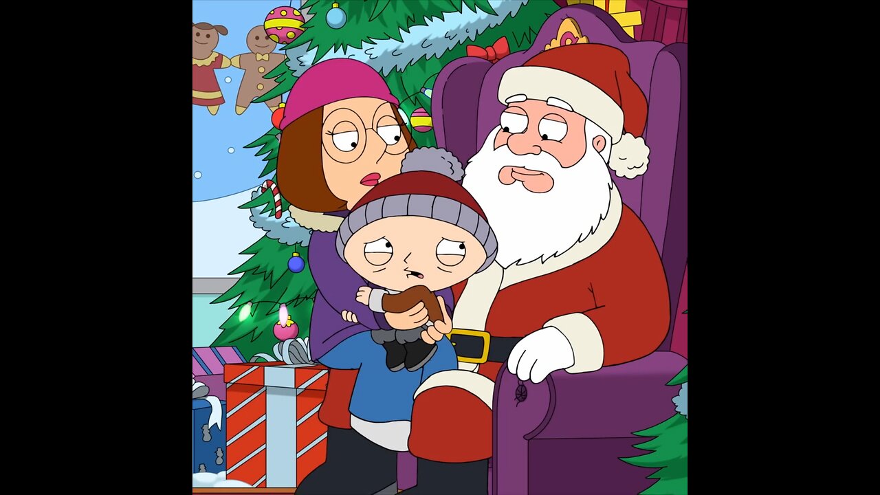 Stewie is afraid of Santa Claus