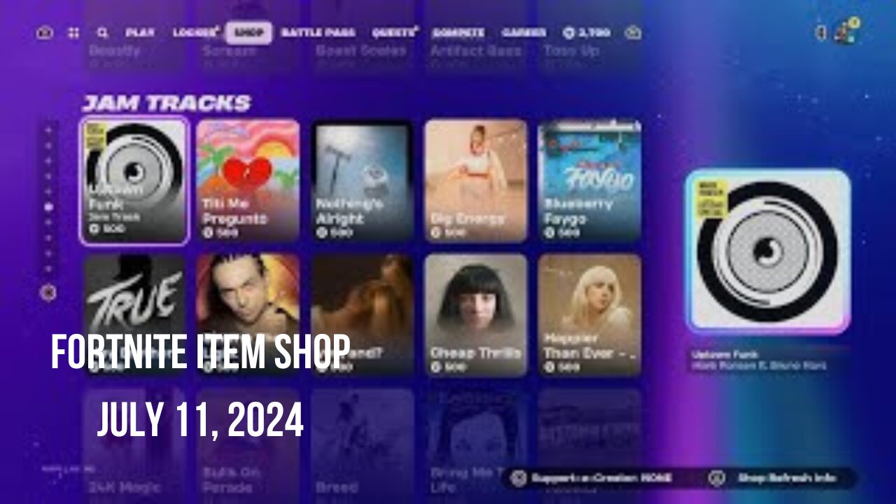 Fortnite Item Shop|July 11, 2024(*New* Jam Tracks)